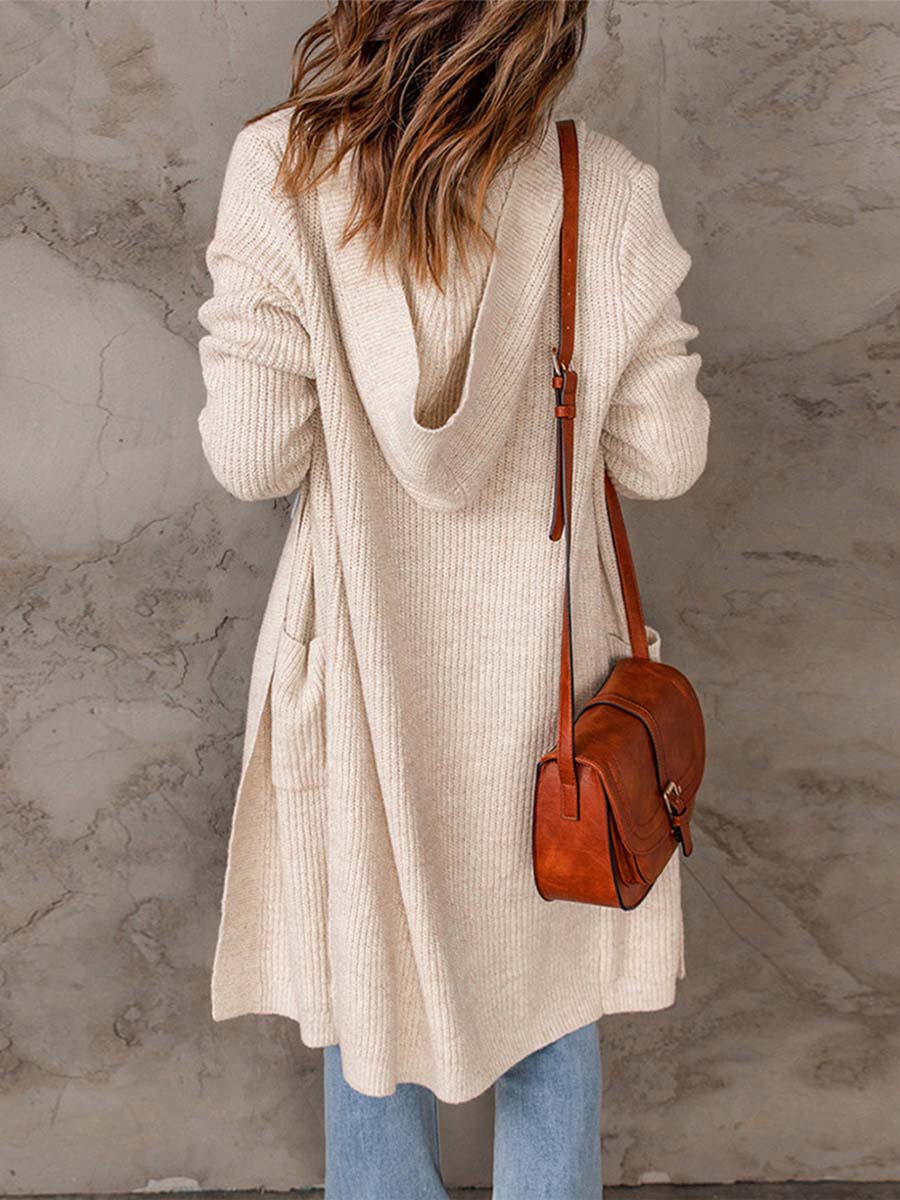 Solid Color Hooded Sweater Jacket