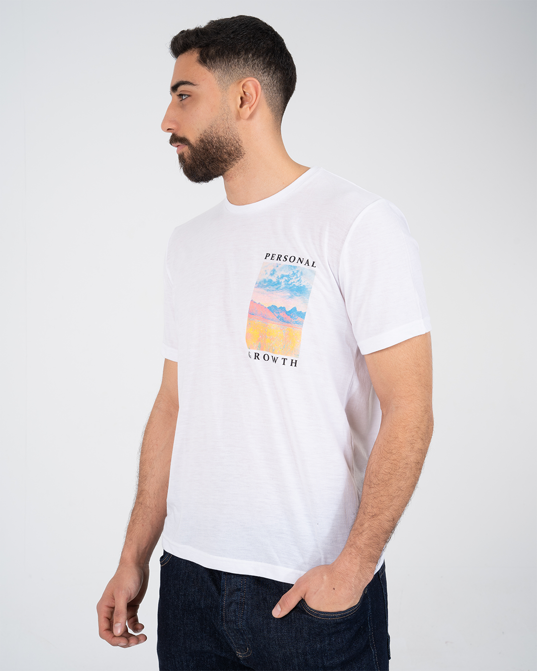 Double Printed Mens T-shirt Short Sleeved