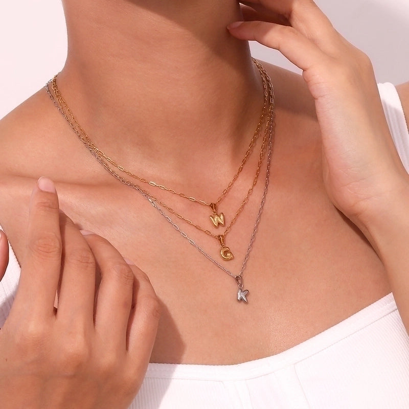 Minimalist Commute Letter Stainless Steel Titanium Steel Plating Gold Plated Pendant Necklace