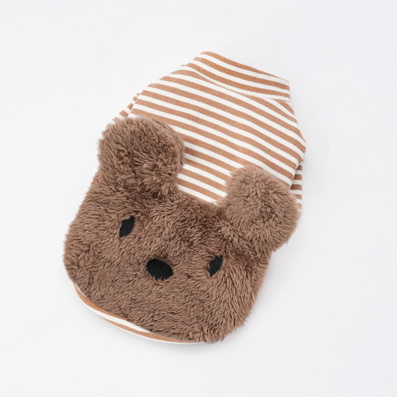 Furry Bear Striped Two-Legged Dog Clothes