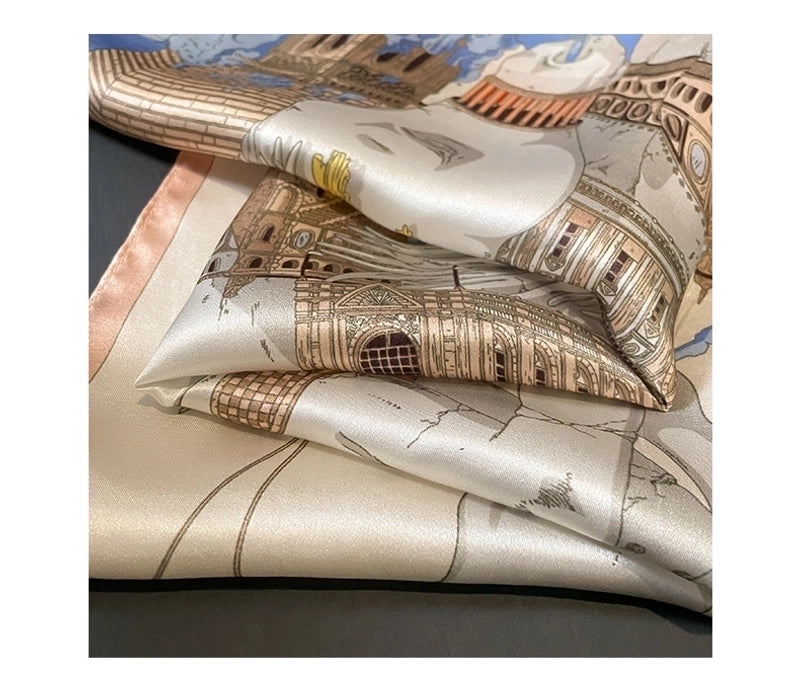 Women's Elegant Basic Printing Silk Silk Scarf