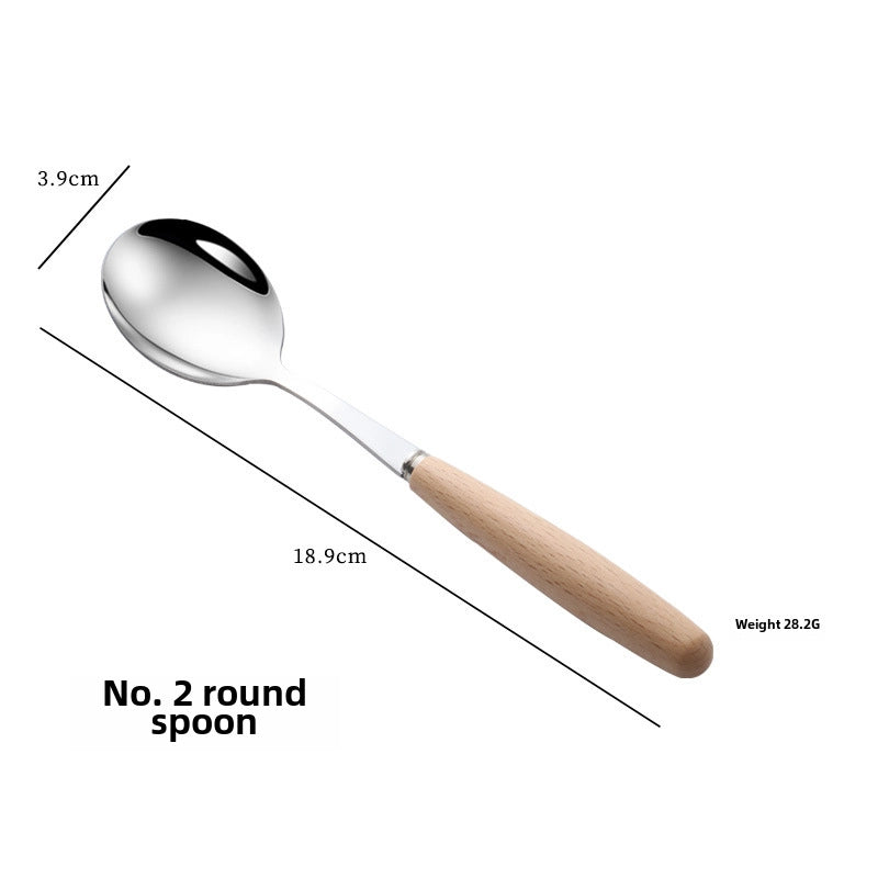 Stainless Steel Knife And Fork Spoon With Wooden Handle Western Steak Knife Solid Wood Stainless Steel Tableware Soup Spoon Fruit Dessert Fork