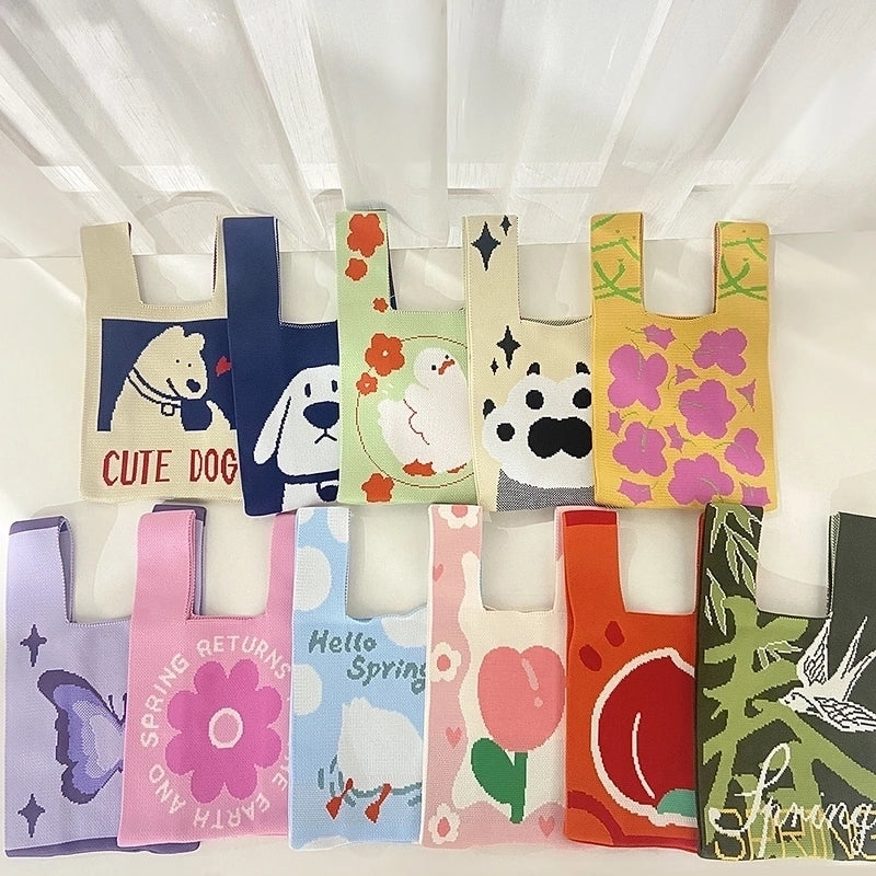 Women's Medium Polyester Animal Cartoon Flower Cute Classic Style Lock Clasp Handbag