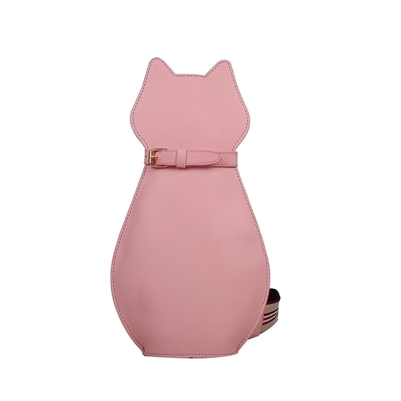 Women's Medium Pu Leather Animal Fashion Cat Zipper Crossbody Bag
