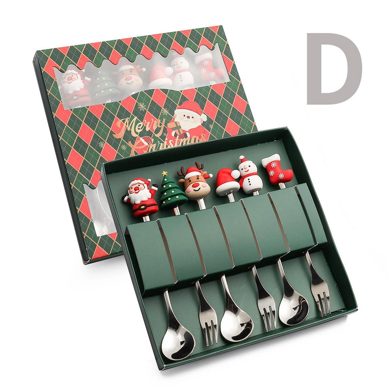 Christmas Cute Christmas Tree Santa Claus Star 304 Stainless Steel PVC Tableware 1 Piece