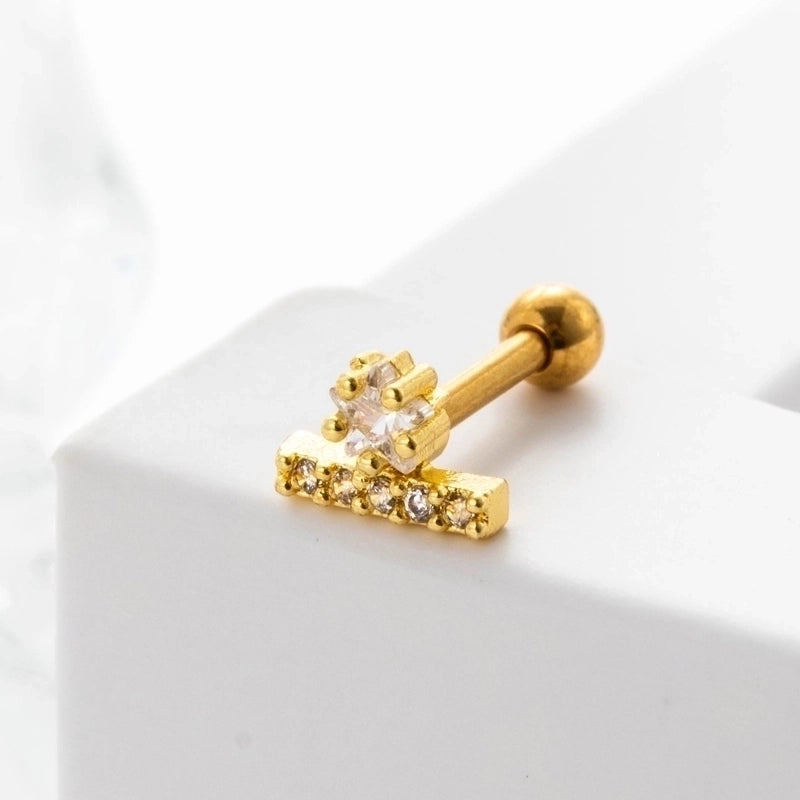 Ear Cartilage Rings & Studs Geometric 316L Stainless Steel  Copper Inlaid Zircon