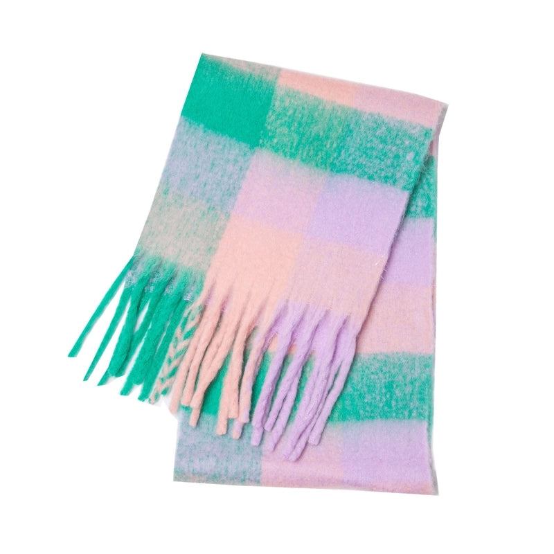 Women's Casual Minimalist Lattice Polyester Tassel Scarf