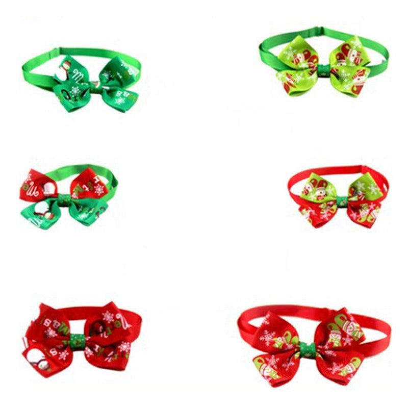 Casual Ribbon Christmas Color Block Bowknot Pet Accessories 1 Piece