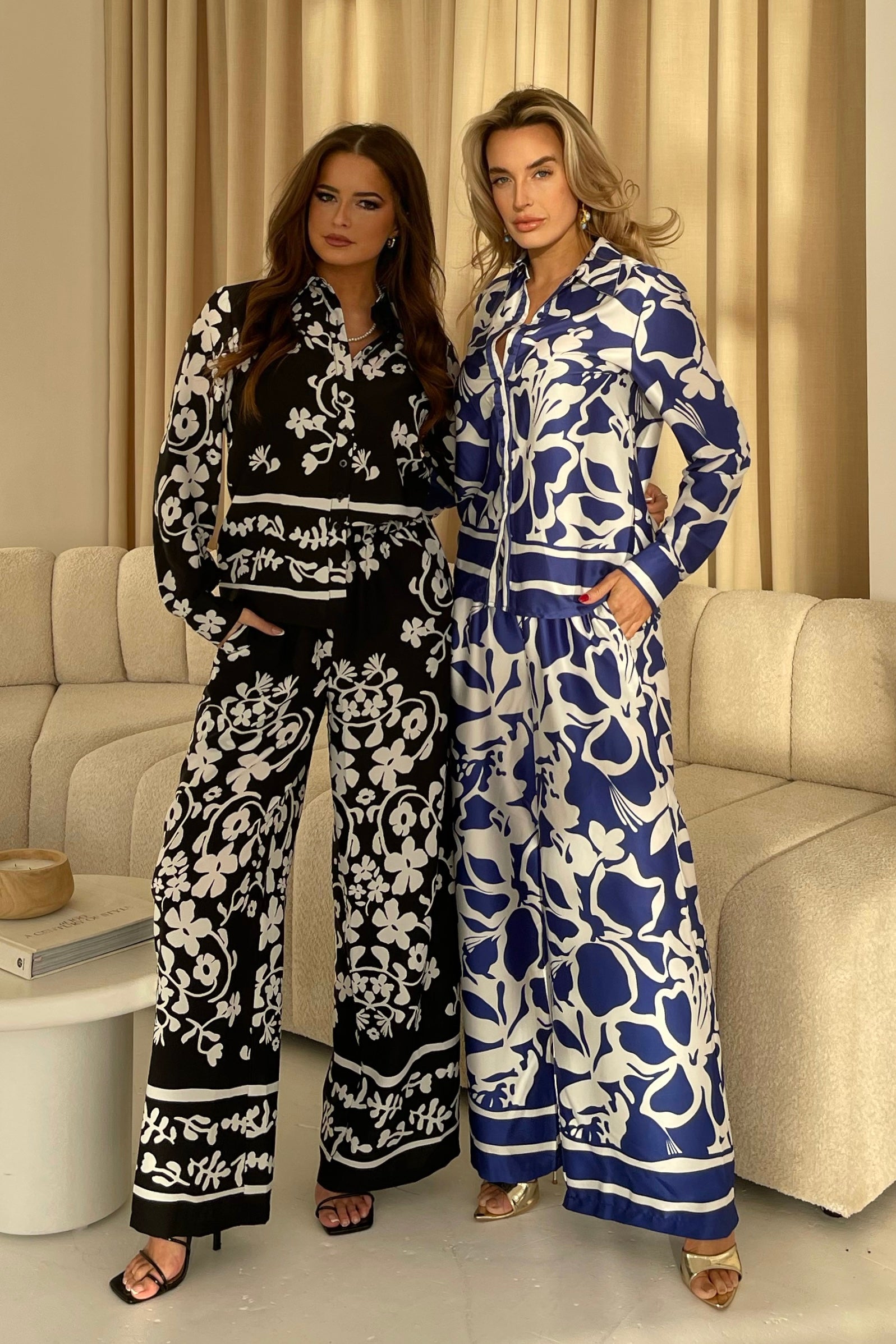 Esti Blue Boarder Print Shirt and Trouser Co-ord Set
