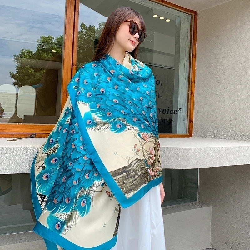 Women's Lady Leopard Satin Printing Shawl