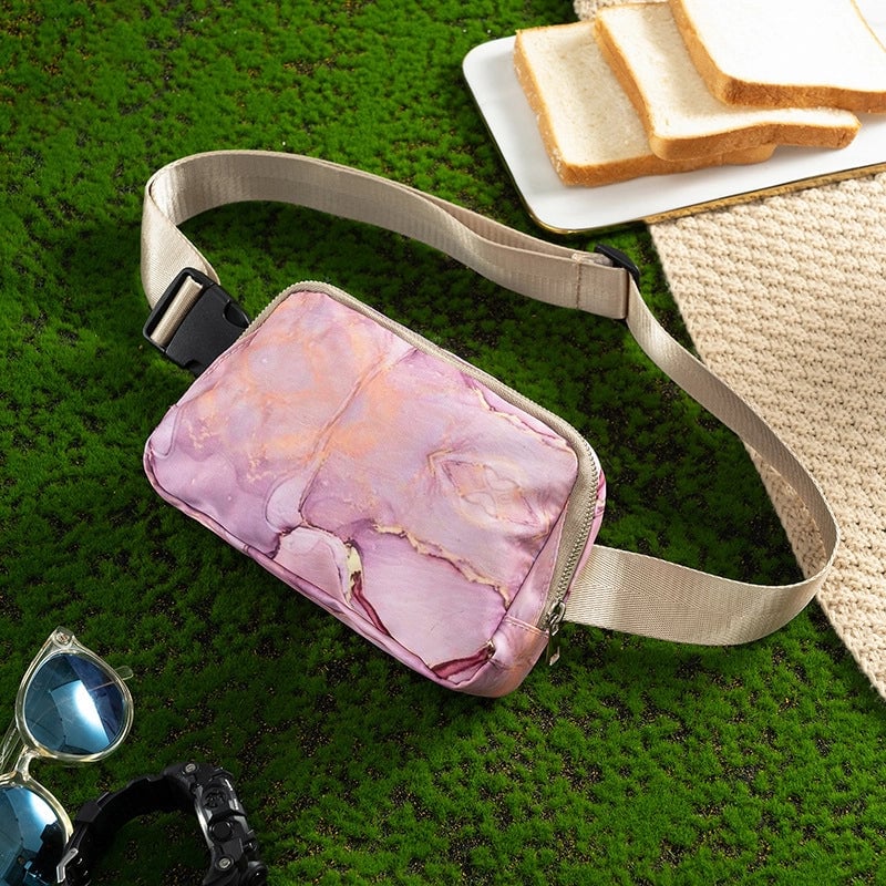 Unisex Medium Nylon Leopard Streetwear Square Zipper Fanny Pack