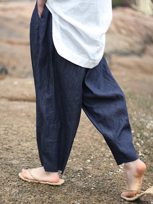 Vintage Loose Denim Color Wide Leg Jean Pants