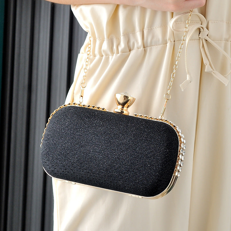 European Style Diamond-Studded Oxford Cloth Evening Clutch