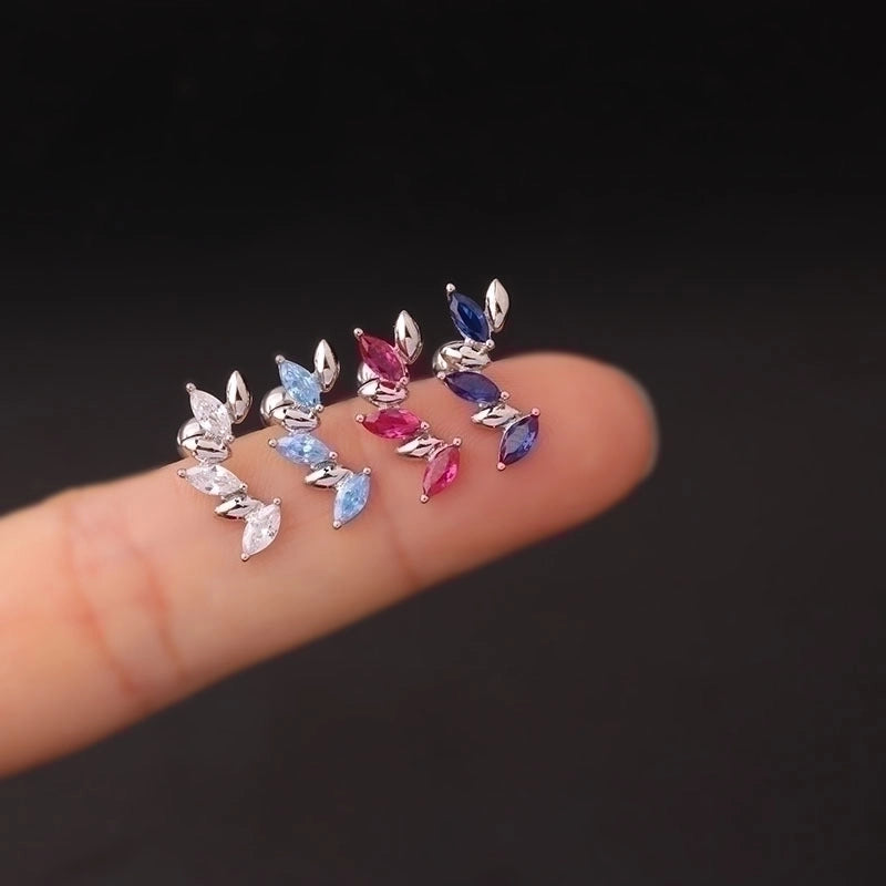 Ear Cartilage Rings & Studs Fashion Geometric 316L Stainless Steel  Copper Plating Inlay Zircon