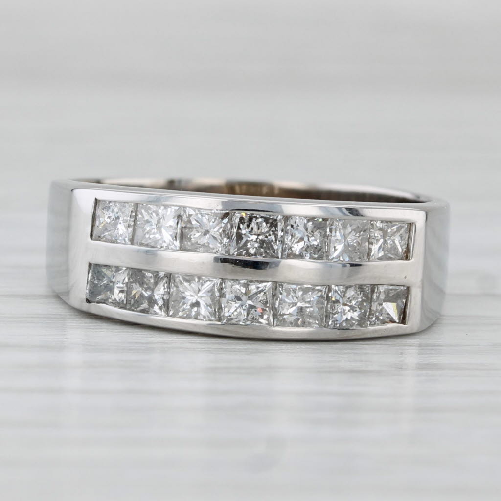 1.40ctw Diamond Wedding Band 18k White Gold Size 9.25