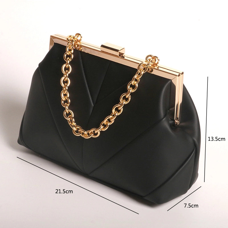 Pu Leather Solid Color Pillow Shape Evening Bags