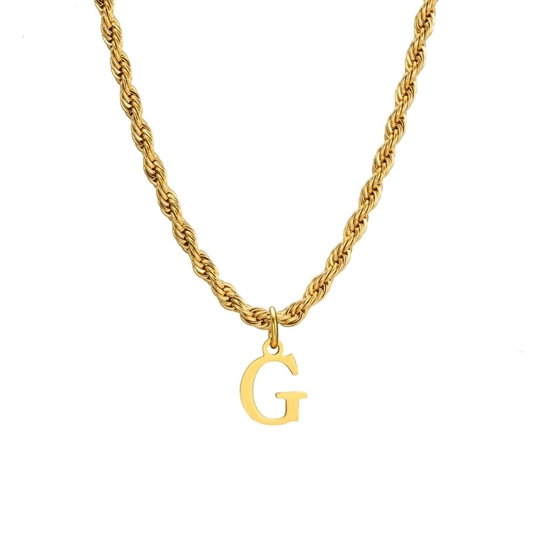 Minimalist Letter Stainless Steel Gold Plated Pendant Necklace