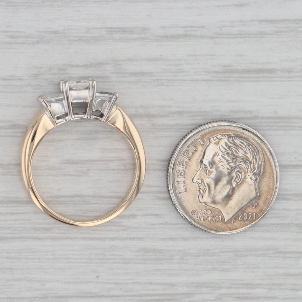 1.06ctw Princess Diamond 3-Stone Engagement Ring 14k Gold Size 5.25