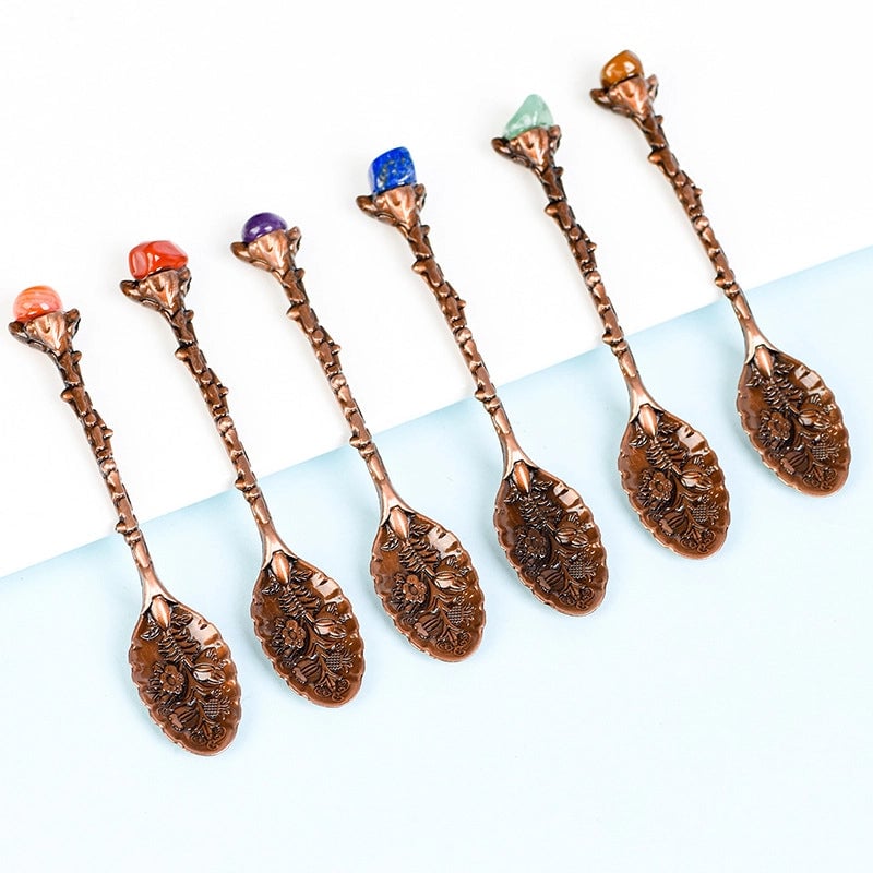 2 Pieces Elegant Lady Minimalist Geometric Crystal Spoon