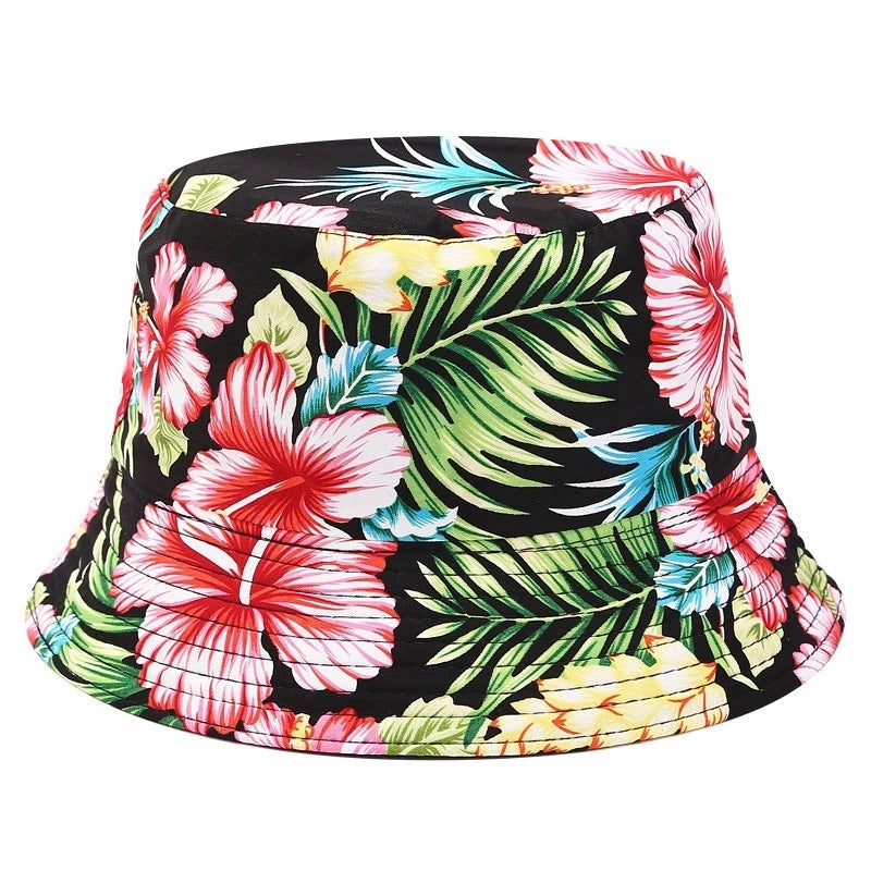 Women's Minimalist Flower Printing Flat Eaves Bucket Hat