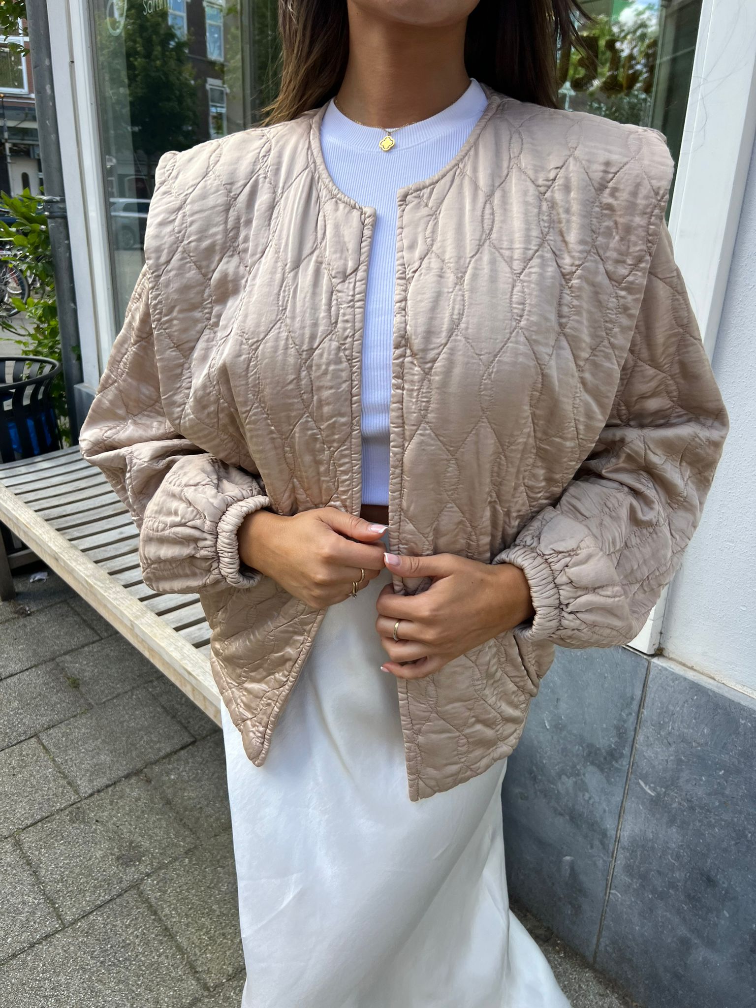 Mara jacket thin cap sleeve beige