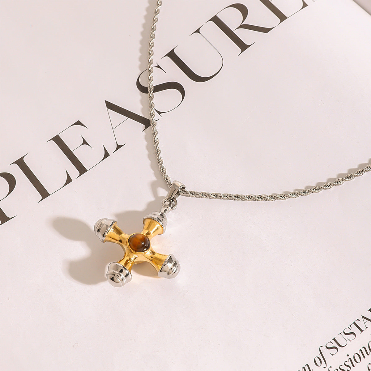 Stainless Steel Color Matching Cross Necklace Niche Clavicle Chain Titanium Steel Necklace