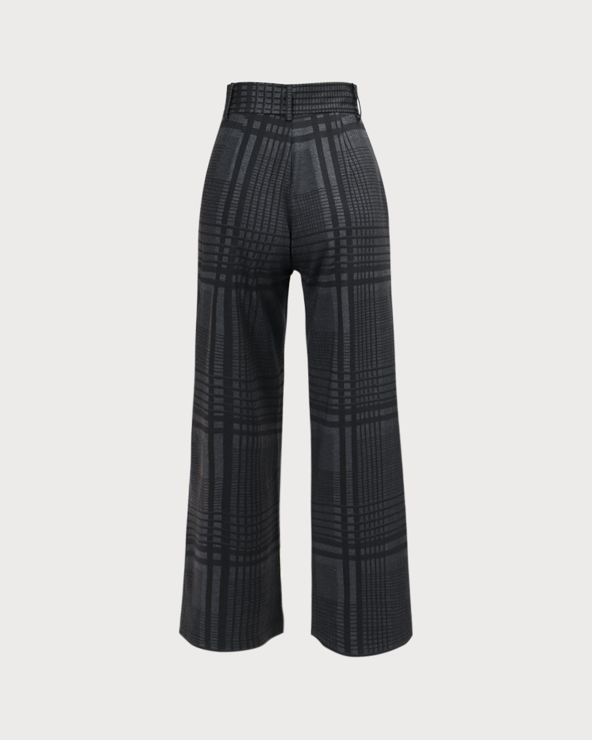 The Grey High Waisted Plaid Wide Leg Pants