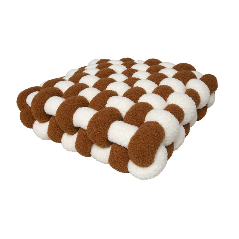 Lambswool Pillow Square Woven Chair Cushion Sofa Cushion Plush Pillow Decorative Bay Window Cushion