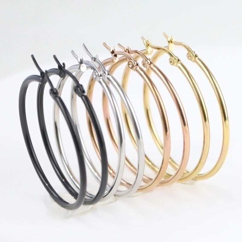 Minimalist Round Titanium Steel Plating Earrings 1 Pair