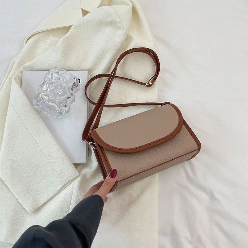 Women's Small Pu Leather Color Block Elegant Square Magnetic Buckle Shoulder Bag Crossbody Bag Square Bag