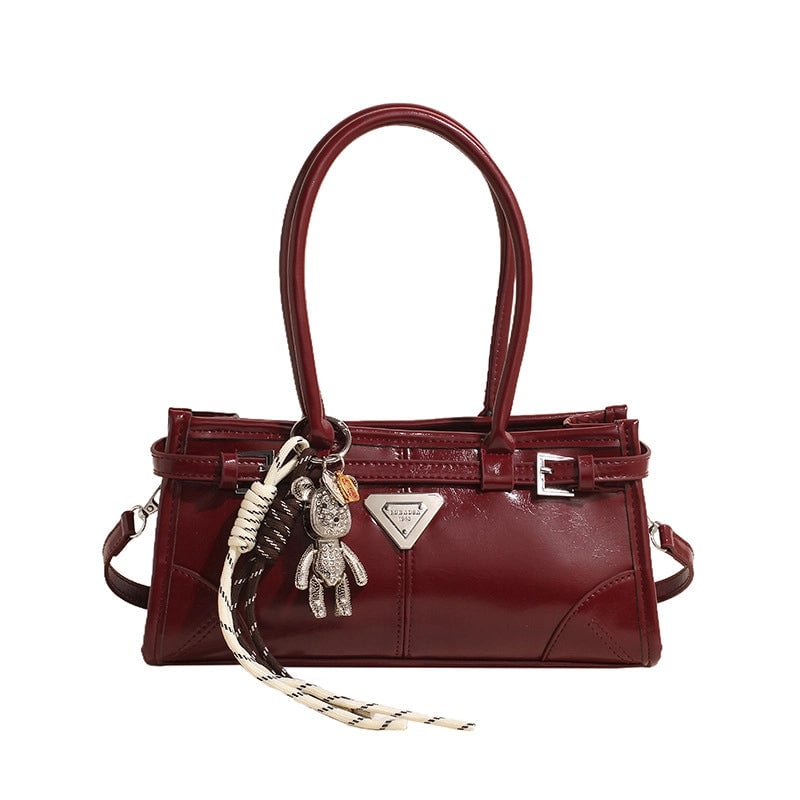 Women's Medium Pu Leather Solid Color Streetwear Sewing Thread Square Zipper Underarm Bag