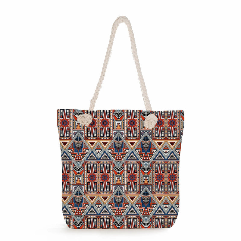 Geometric Printing Tote Bag Student Book Storage Shoulder Bag Large Capacity Handbag