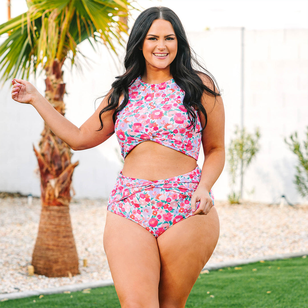 Swim With Me Swim Top. Pink Floral