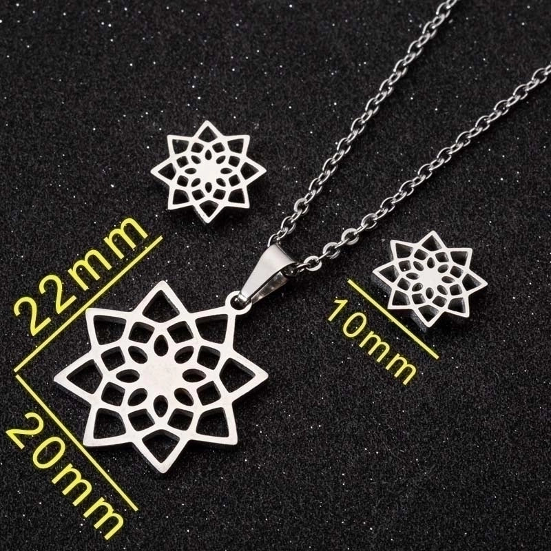Minimalist Geometric Leaf Heart Shape Stainless Steel Plating Earrings Necklace 1 Set