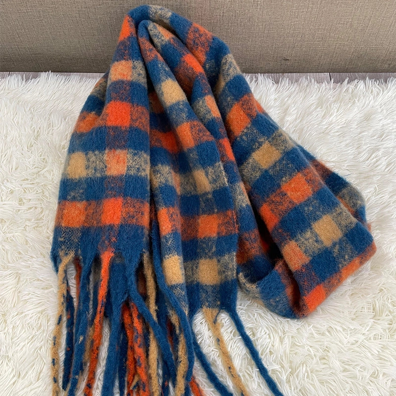 Versatile Student Shawl Warm Scarf Simple Versatile Men's And Women's Autumn And Winter High-end Sense Plaid Scarf