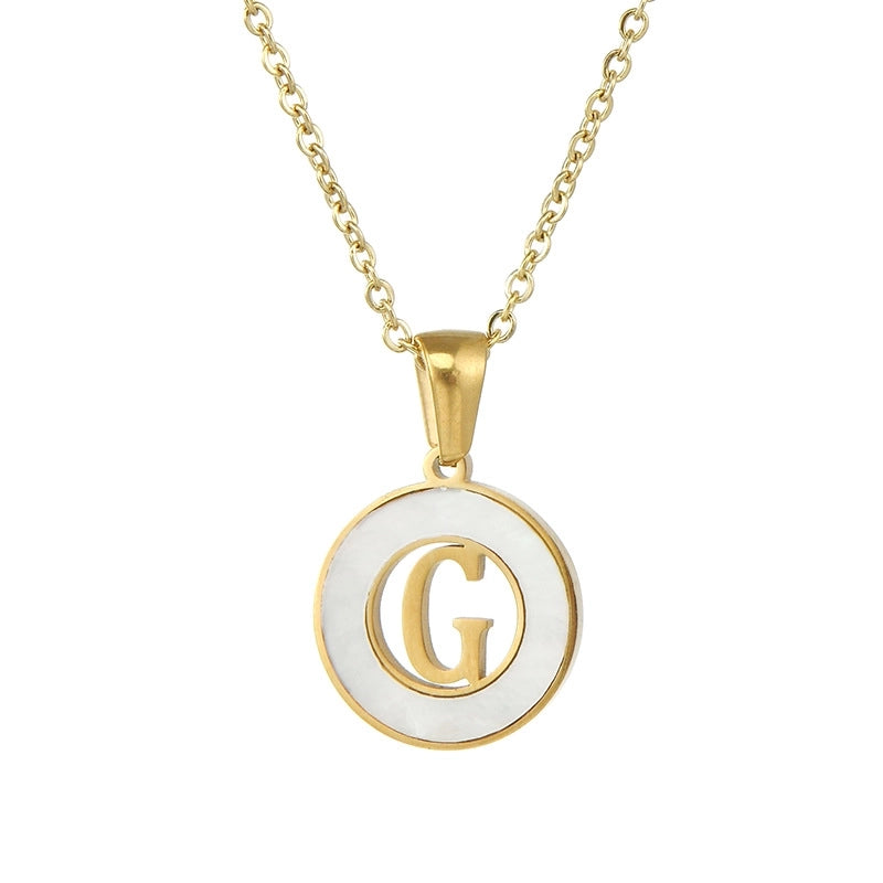 Minimalist Letter Stainless Steel Pendant Necklace Plating Hollow Out Shell Stainless Steel Necklaces