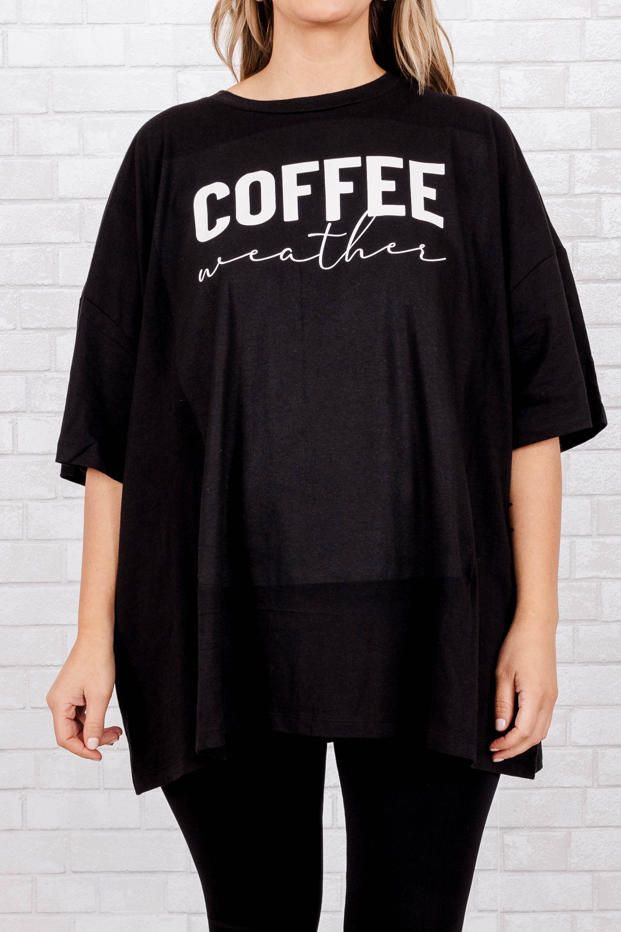 Coffee Weather Boyfriend Tee. Black