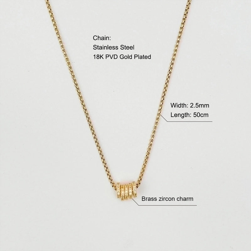 Retro Solid Color Titanium Steel Zircon 18K Gold Plated Plating Inlay Pendant Necklace