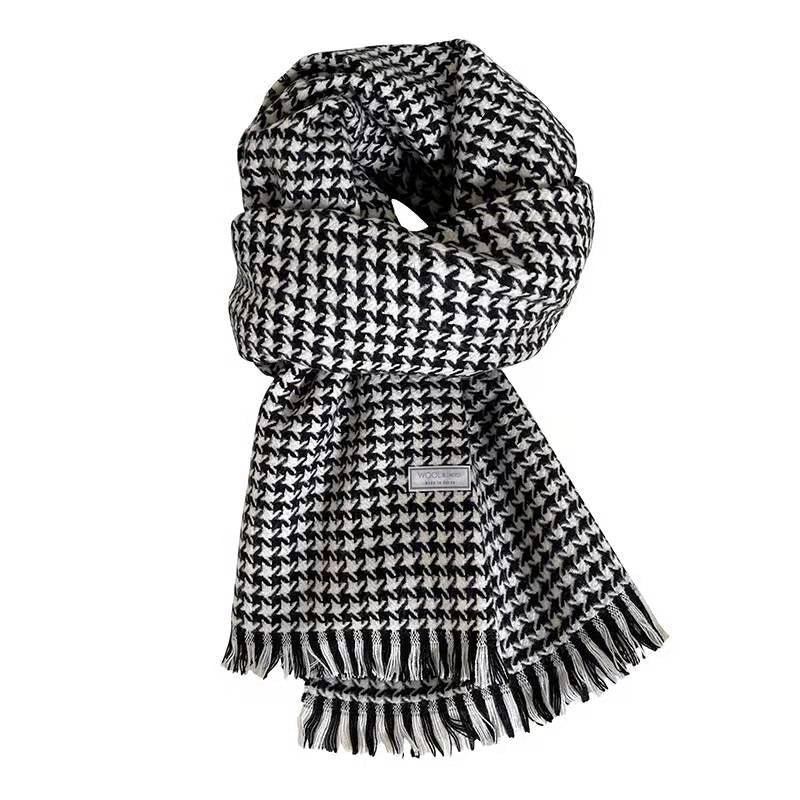 Plaid Niche Scarf Women's Winter New Tassel  Student Warm Shawl Scarf For Men