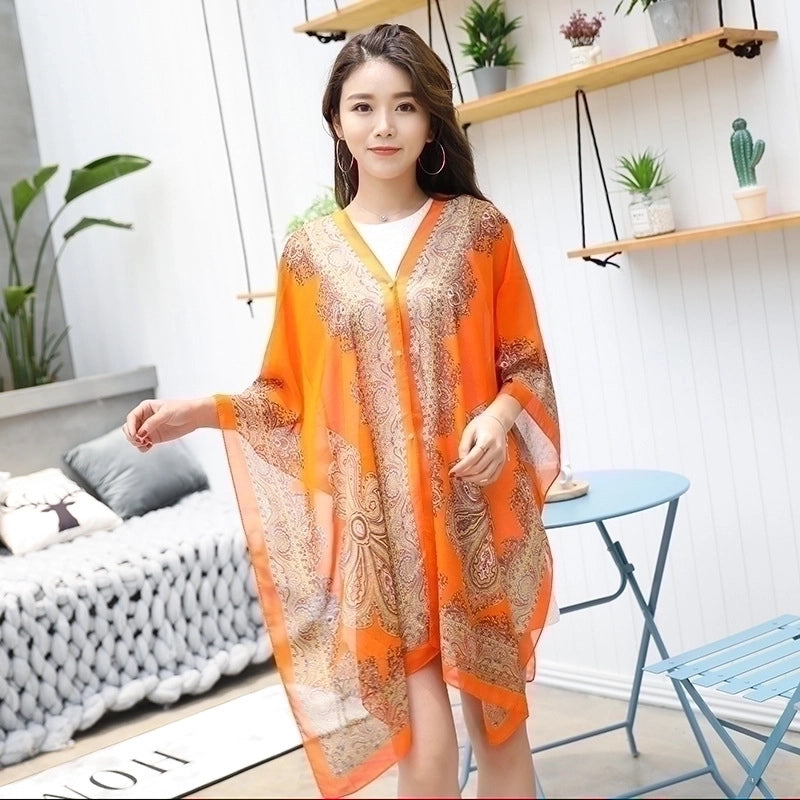 Women's Cute Sweet Printing Polyester Printing Silk Scarf