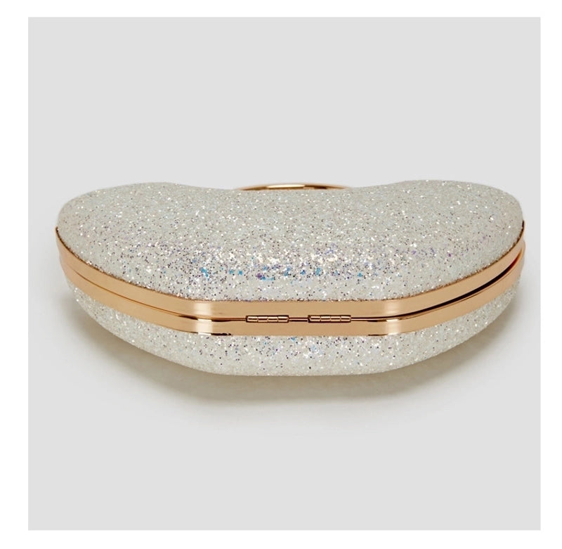 Women's Small PVC Solid Color Elegant Sequins Shell Lock Clasp Evening Bag