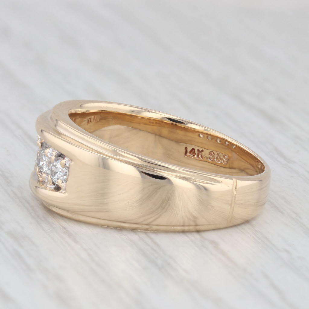0.48ctw Diamond Men's Ring 14k Yellow Gold Size 10.25 Wedding Band