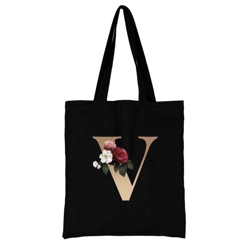 Women's Minimalist Letter Flower Shopping Bags