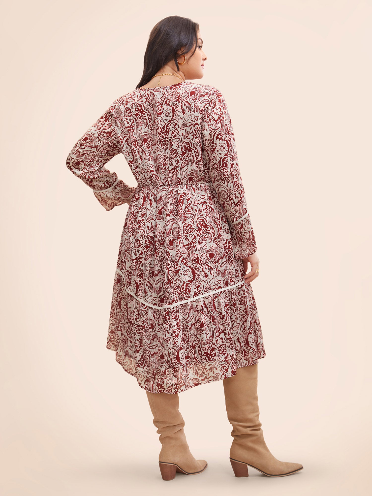 Bandana Woven Ribbon Bell Sleeve Dress