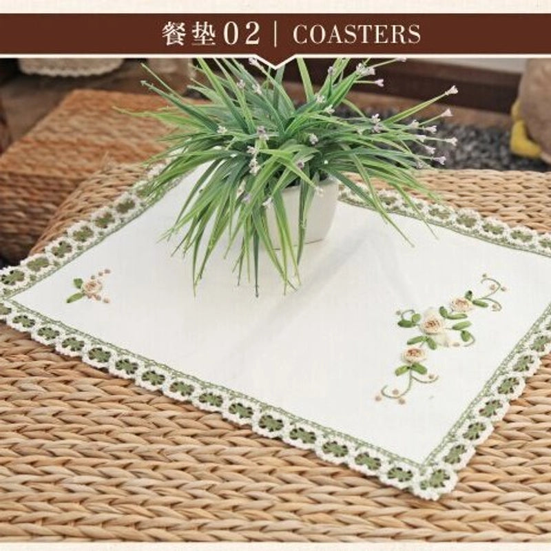 Pastoral Lattice Pure Cotton Tablecloths Artificial Decorations