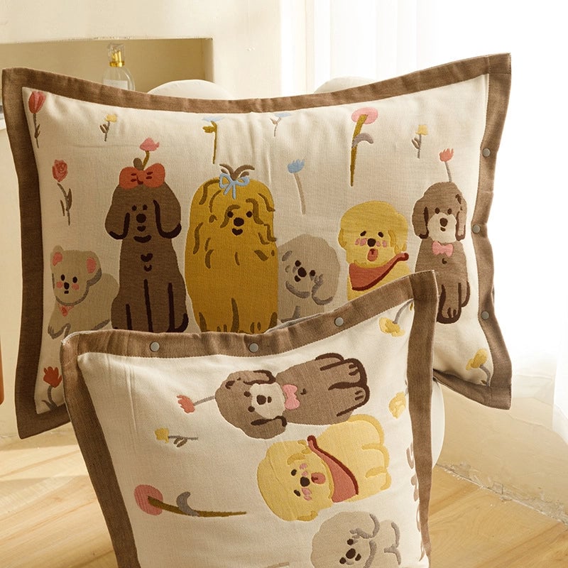 Cute Animal Letter Lattice Cotton Pillow Cases Couch & Sofa Decor