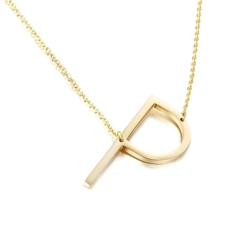 Titanium Steel 18K Gold Plated Minimalist Plating Letter Necklace