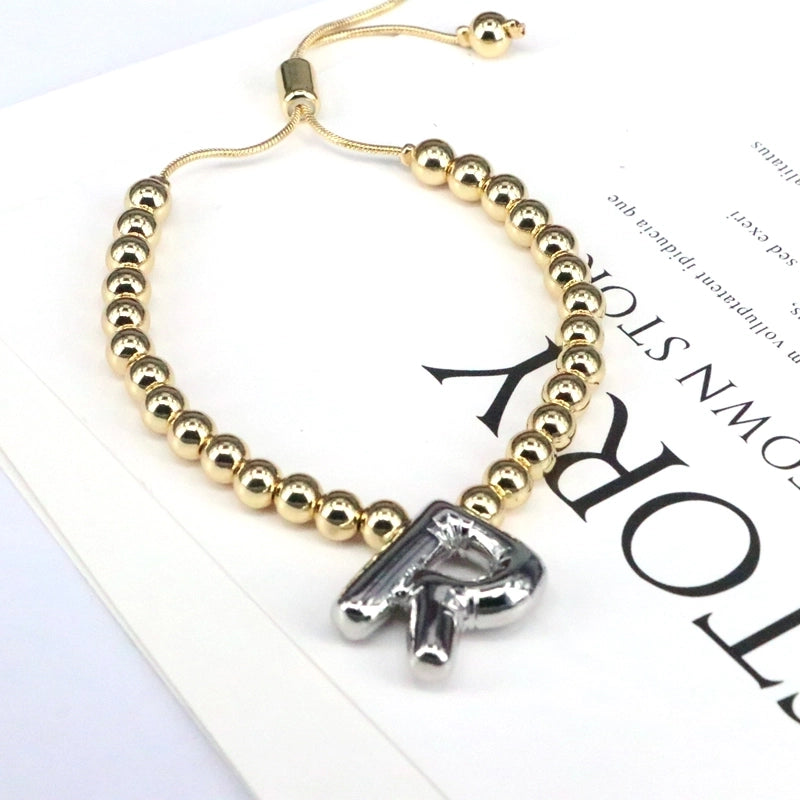 Copper Gold Plated Vintage Style Minimalist Plating Letter Bracelets