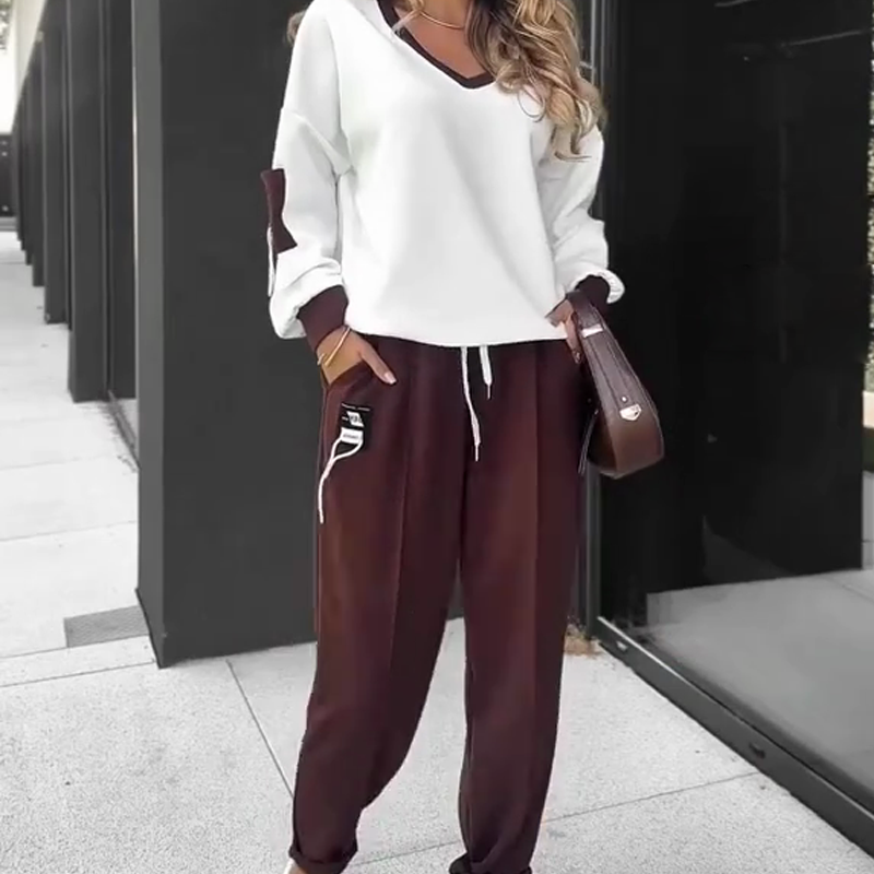 ❤️ Color-Block Pullover Hoodie & Jogger Pants Set