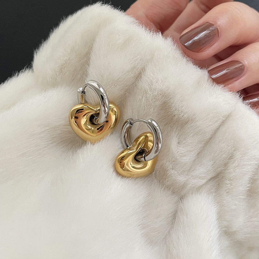 Niche Heart Titanium Steel Earrings
